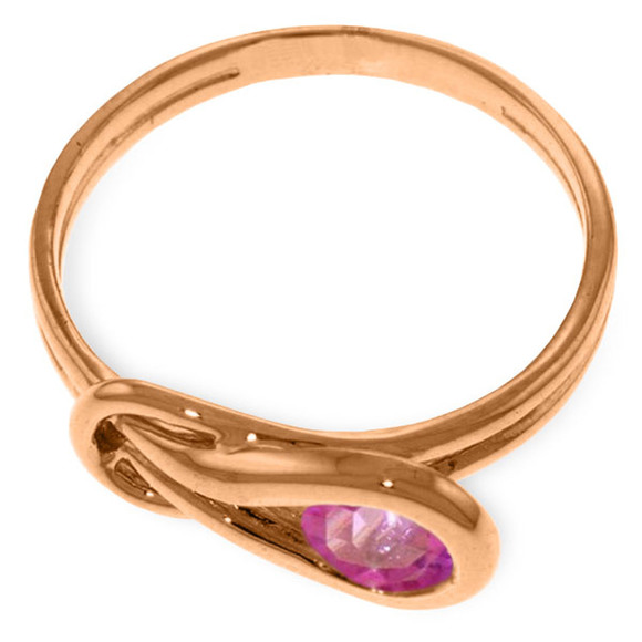 14K. SOLID GOLD RING WITH NATURAL PINK TOPAZ (Rose Gold) - Picture 2 of 2